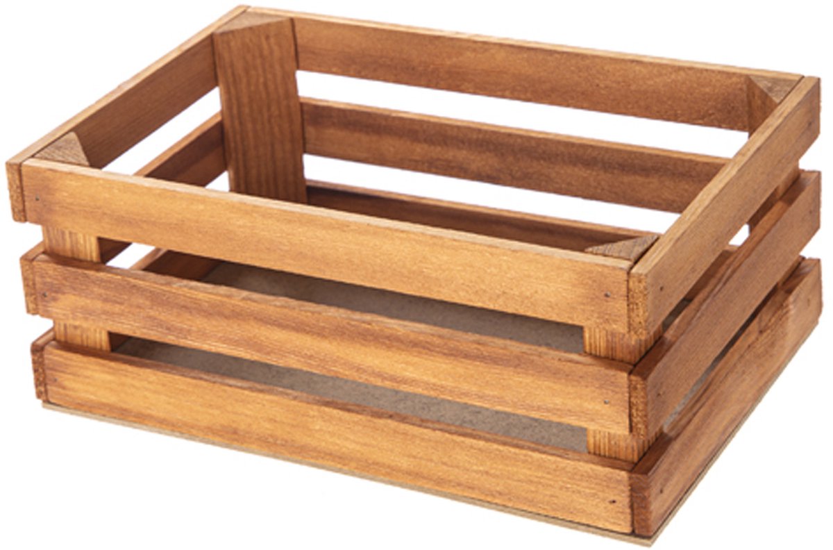 CM Opbergkist/Fruitkist - hout - decoratieve kist - vintage look - 15 x 23 x 9 cm - Aardappel/appel kistjes