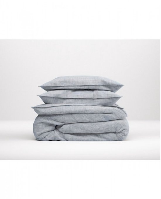 Zohome Dekbedovertrek Lino - Deken - Dekbed - Blauw - 100% Katoen - Uni - 200x220 + 2 slopen 60/70 cm van Zohome — afbeelding 4