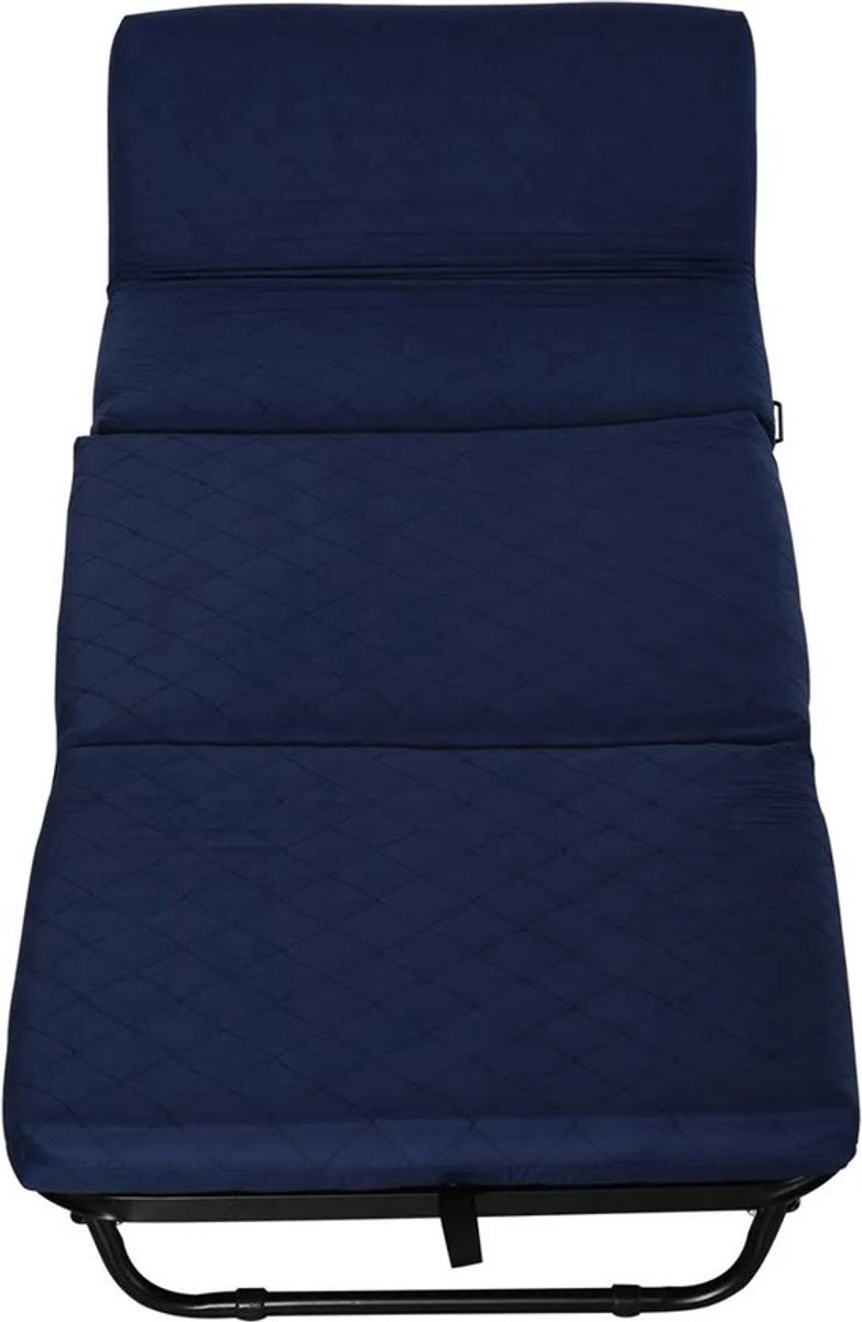 Gran VidaÂ® - Opklapbed - Compact Ontwerp - Verstelbare Hoofdsteun - Inclusief Gewatteerd Matras - Draagbaar - Blauw/Zwart - 184x65x26 cm