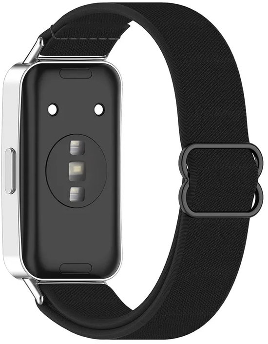 Bracelet élastique en nylon Strap-it - compatible avec les Huawei Band 8 / Band 9 / Band 10 (noir)