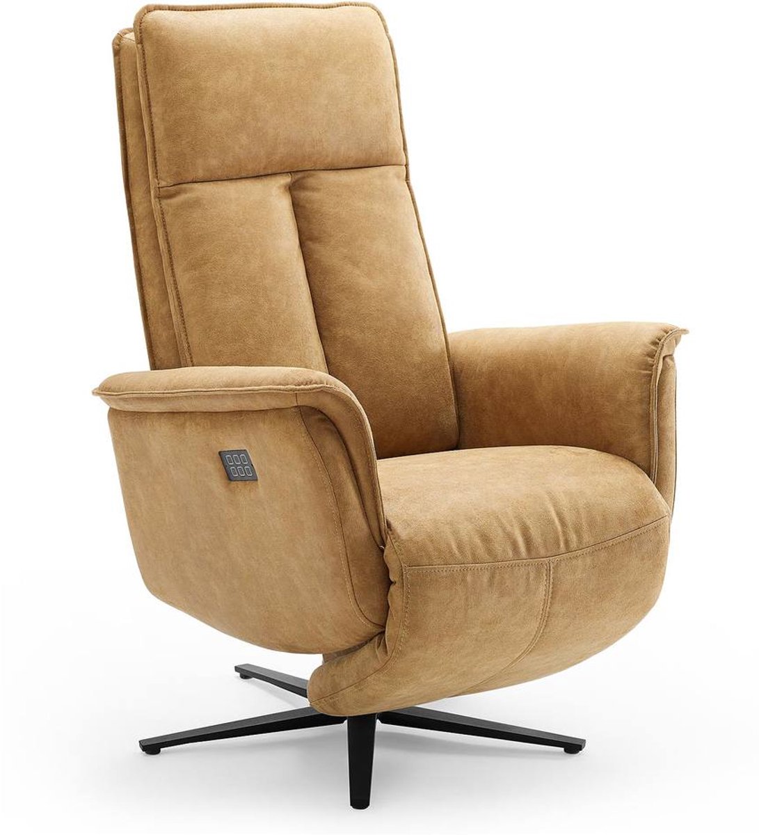 Goossens Fauteuil Odyssey - Met Armleuning - Leer - Bruin
