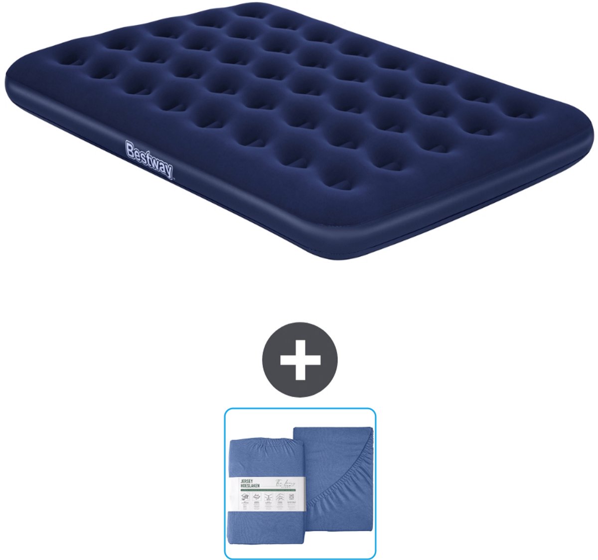 Bestway luchtbed - Twijfelaar - 137 x 191 x 22 cm - Blauw - Inclusief en Hoeslaken