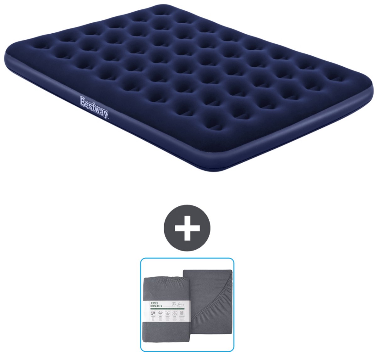 Bestway luchtbed - 2-Persoons - 152 x 203 x 22 cm - Blauw - Inclusief en Hoeslaken