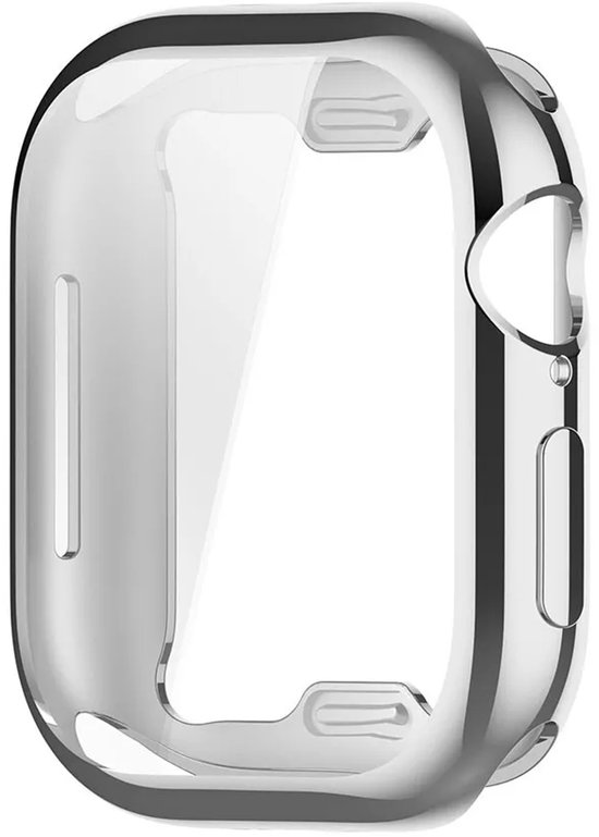 Zilverkleurig TPU beschermhoesje met chrome finish voor Apple Watch 46mm.