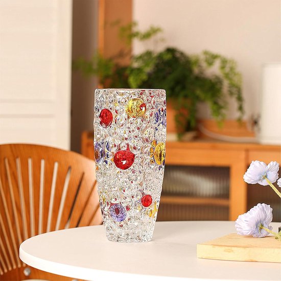 JAKY Global grote groene glazen bloemenvaas H-20 cm hoge glazen vazen voor bloemen, elegant woonkamerdecor, tafelmiddelpunt voor boerderij en kantoor (groen, 20 cm