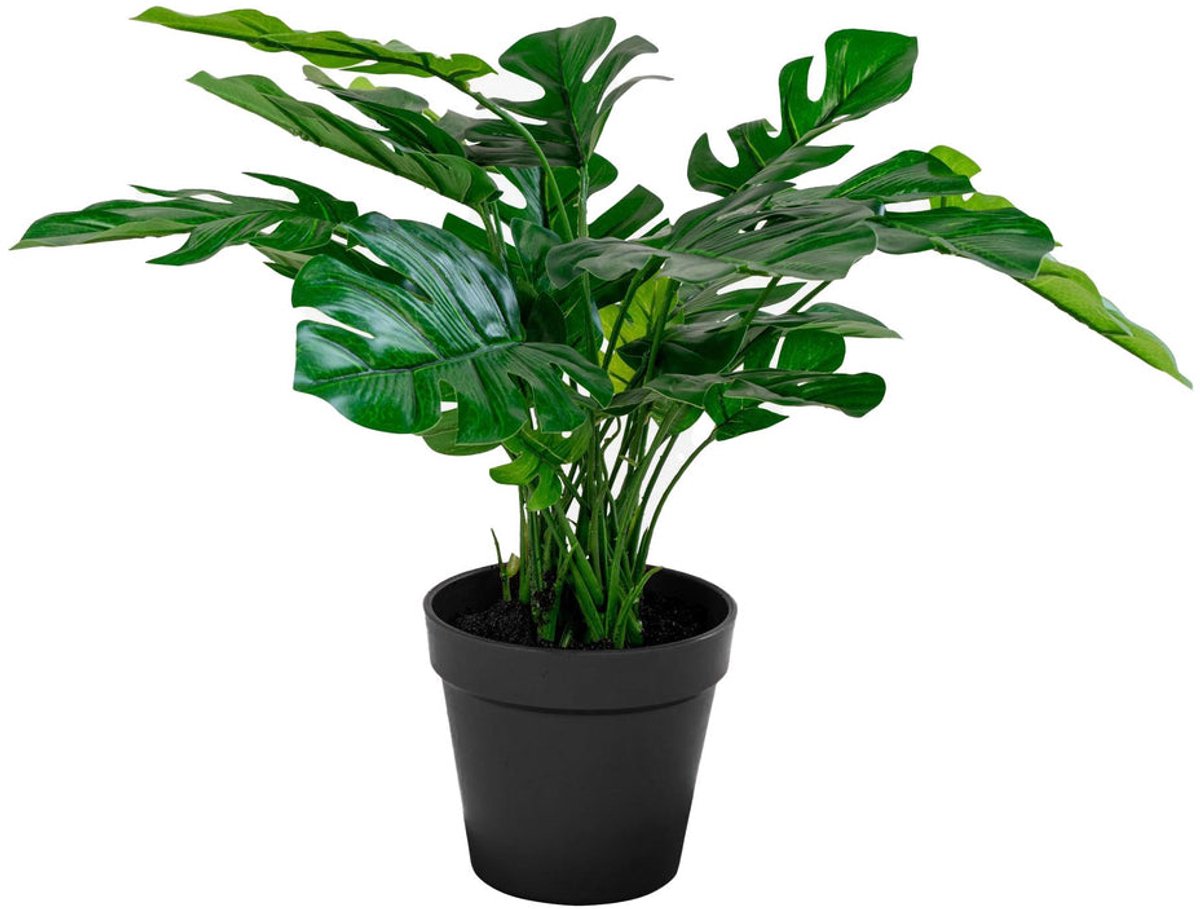 Johnson | kunstplant | Monstera | PE plastic en polyester | 45 cm | kunstplant | kunstplanten voor binnen | nep planten | decoratie woonkamer | decoratie planten | Wood Selections