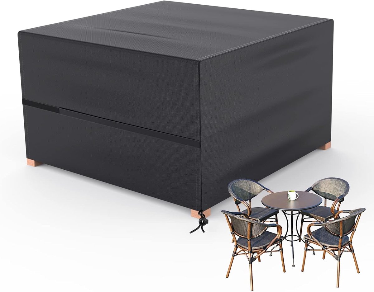 Famanu Waterdichte tuinmeubelhoes, outdoor patiotafelhoes, heavyduty oxfordstof, anti-uv, scheurvaste tafelhoes (126 x 126 x 74 cm) zwart