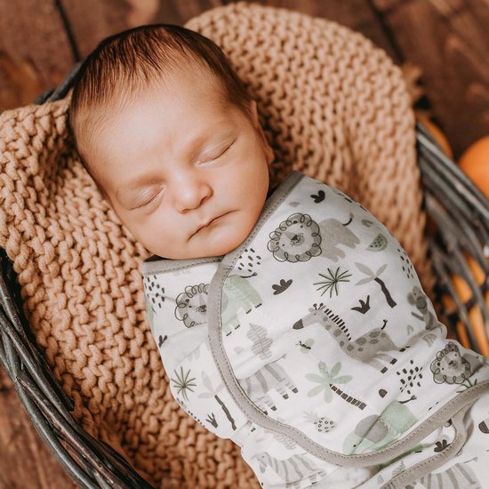 Pucksack voor baby's inbakerdoek voor pasgeborenen slaapzak voor peuters set van 3 luiers 100% biologisch katoen (groen) - 0-3 maanden — afbeelding 3