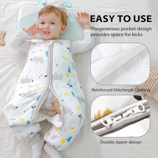 Slaapzak met voeten voor het hele jaar door babyslaapzak voor de winter 25 Tog-waarde (isolatie) 100% puur katoen verschillende maten herfst winter slaapdeken baby met Mosebars. van Merkloos — afbeelding 2