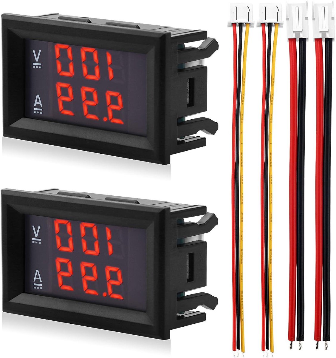 0.28" LED Voltmeter en Amperemeter Detector - Spanning Stroommeter Paneel Amp Voltmeter DC 0-100V 10A voor 12V / 24V - Multimeter Amperage Meter Volt Ampèremeter Paneel (Set van 2)