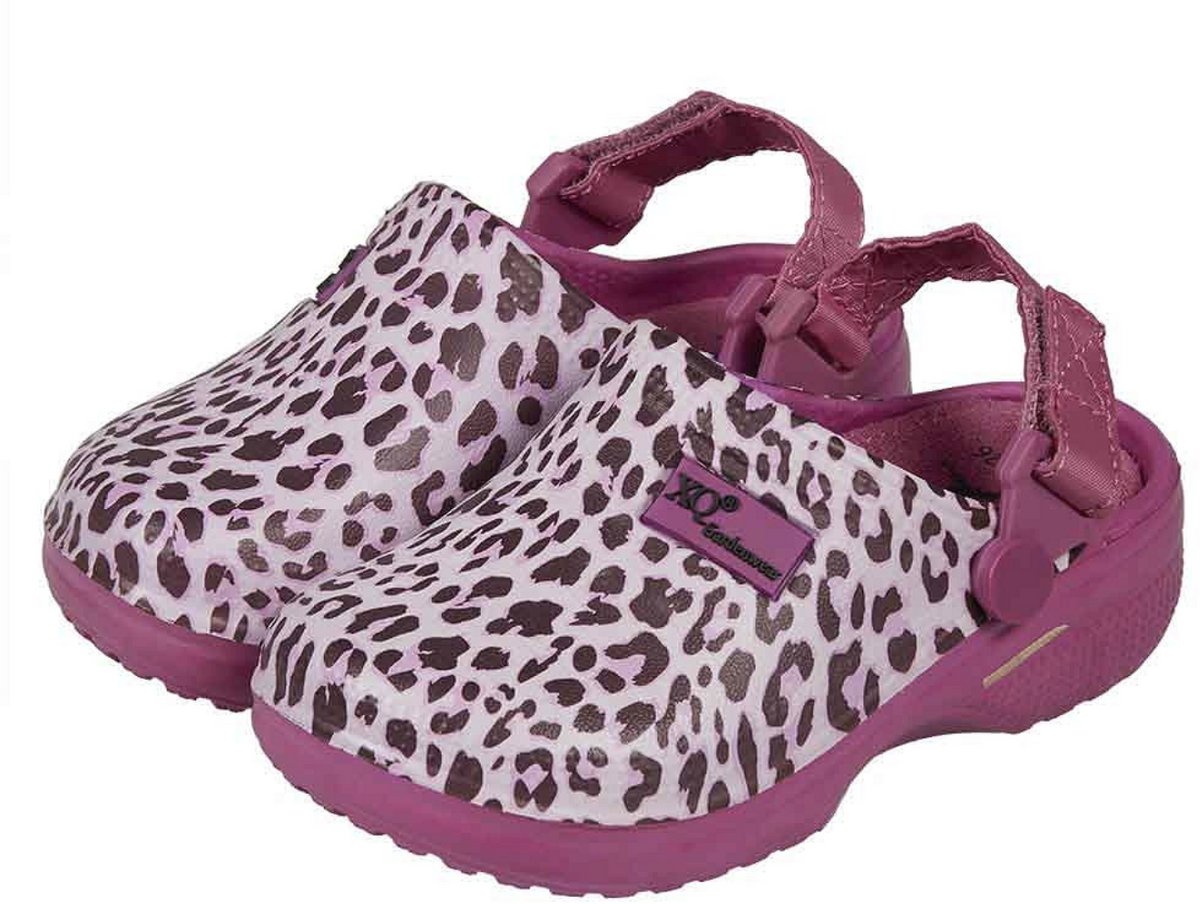 XQ Footwear - Tuinklompen - Panterprint - Roze - Maat 29/30