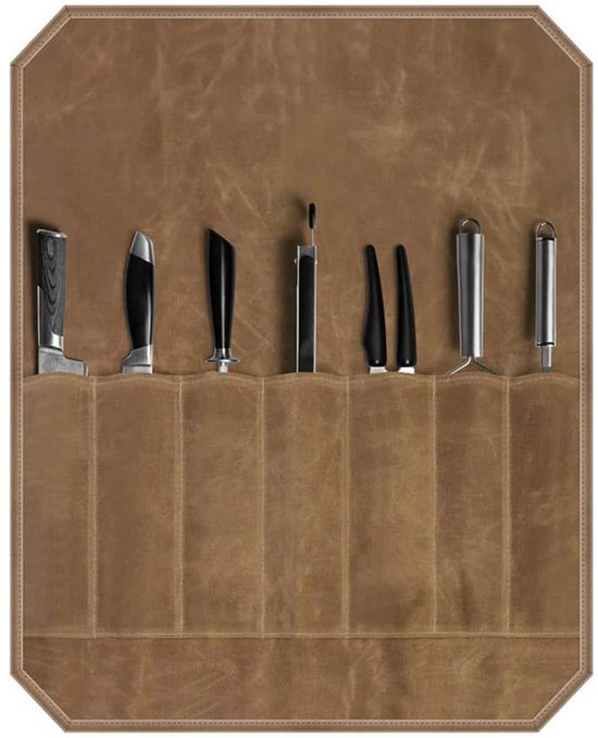 Foto: Chef tools beschermer roletui messenmap kookgerei messenmap messentas opbergtas messenset opbergtas messenfoudraal voor 12 messen keukenset chef mes roll bag draagbare messentas messen niet inbegrepen 55x45cm kaki
