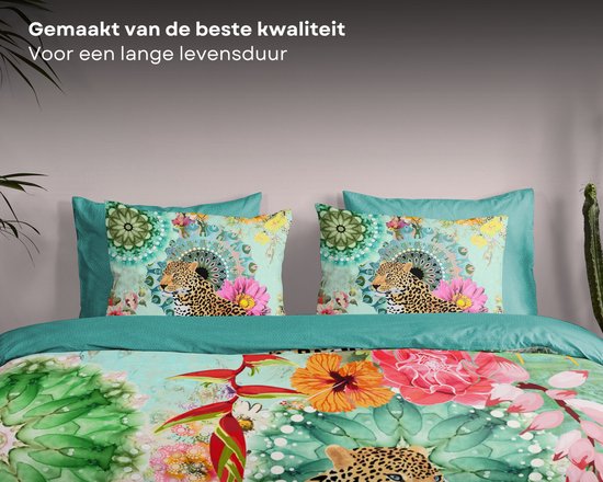 HIP dekbedovertrek mandalas, bloemen en een luipaard - 2 persoons 200x200/220 cm - Multi - 100% Katoen satijn van HIP — afbeelding 5