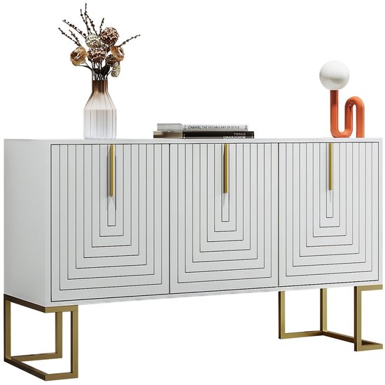 Sweiko Lowboard (TV-Schrank mit 2 Schubladen und 2 Schiebetüren, Rattan
