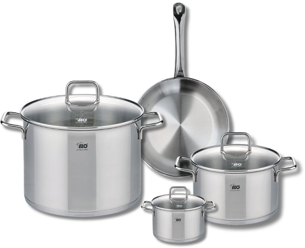 Set van 1 Koekenpan 24 cm en 3 kookpotten 12, 20 en 26 cm Elo Profi Citrin