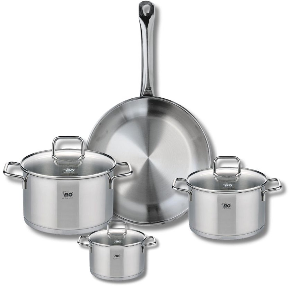 Set van 1 Koekenpan 28 cm en 3 kookpotten 12, 16 en 20 cm Elo Profi Citrin