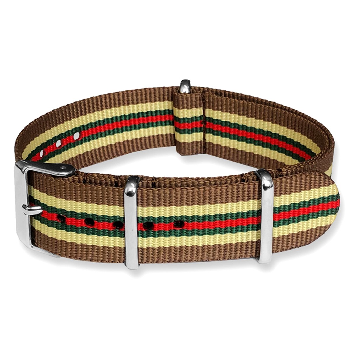 NATO Horlogeband G10 Military Nylon Strap - Original NATOS.com® - Bruin Khaki Groen Rood 18mm