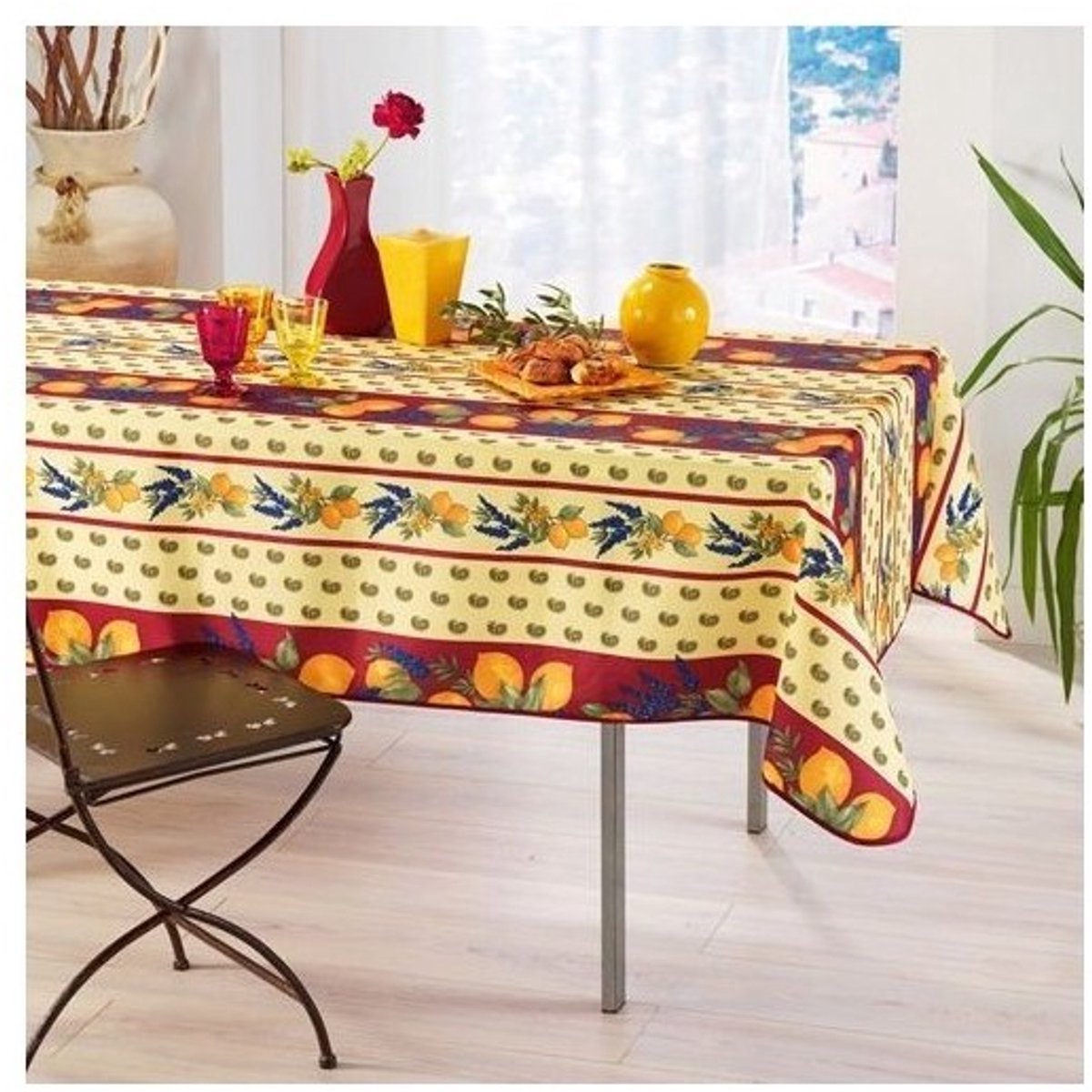 Provençaals rechthoekig vlekbestendig tafelkleed 100% polyester - Citroen