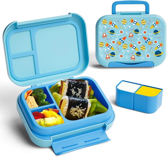 BentOH! Boîte à bento et boîte à lunch 2 en 1 pour Enfants - Espace - Étanche et sans BPA - Avec 3 compartiments amovibles - Compatible micro-ondes, congélateur et lave-vaisselle