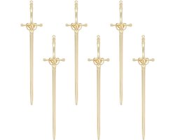 6-delige set Zwaard Bladwijzers - Vintage Gouden Metalen Haarspelden - Oude Zwaard Bladwijzer Charms voor Boekliefhebbers