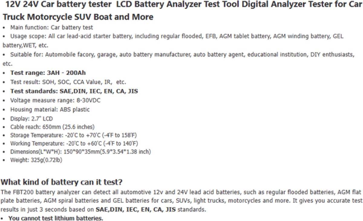 Scanner Batterijtester 12V/24V - Snelle accu diagnose thumbnail 4