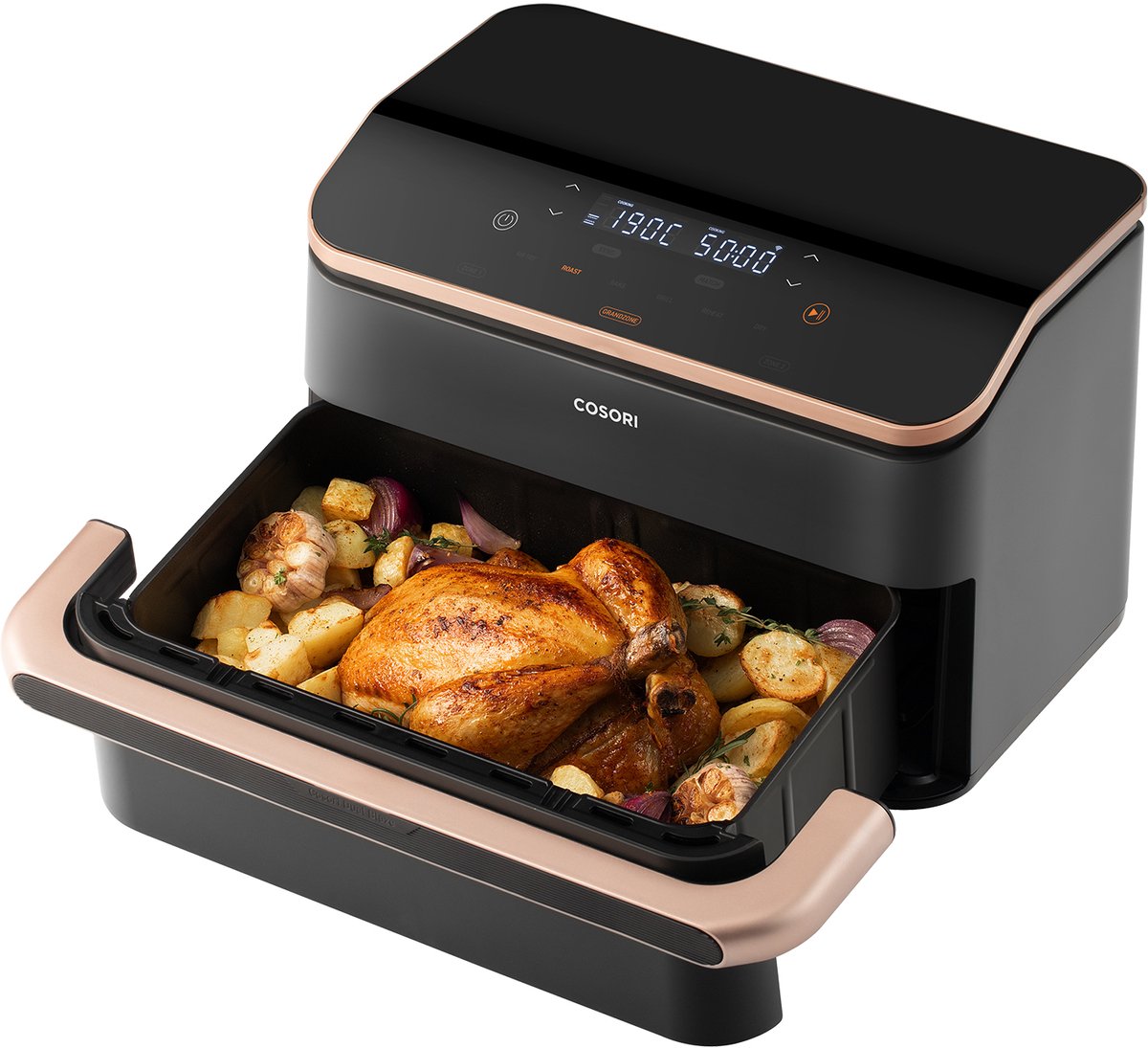 Afbeelding 3 van Cosori Twinfry Dubbele Airfryer XXL - met 100 stuks bakpapier - Heteluchtfriteuse 10 liter - Twee kookvakken of 1 MegaZone - 6 Programma's - Boven- en Onderwarmte - Dual Zone Technologie