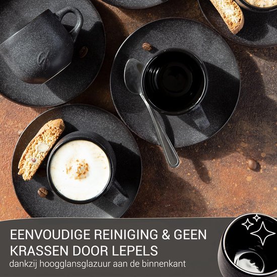 4oz. Espressokopjes Set van 4 met bijpassende schotels - Premium 4oz. Espressokopjes Set van 4 met bijpassende schotels - Premium