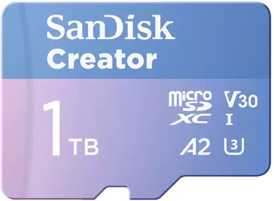 SanDisk Creator microSDXC-kaart – 1 TB – A2 – UHS-I U3 – V30 – Inclusief SD-adapter