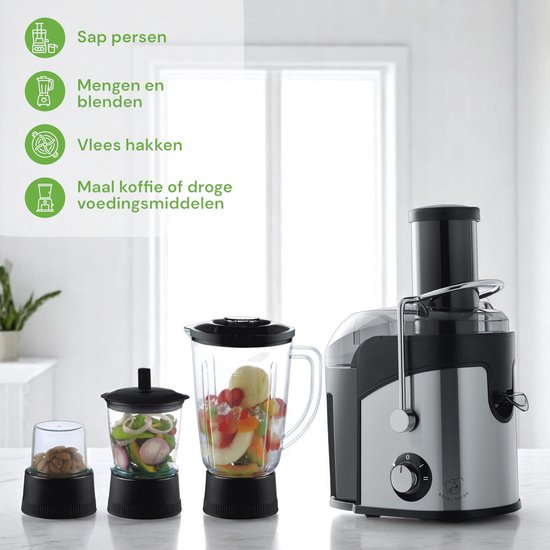 Fruit- en groentesap extractor (centrifuge) + blender + hakmolen + koffiemolen. 4 in 1 van Domo — afbeelding 5