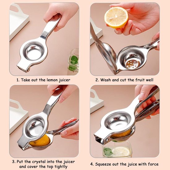 Lemon Squeezer 7cm Heavy Duty Manual Orange Press Stainless Steel Handheld Citrus Juicer Maximum Extraction Manual Fruit Press for Lemon Lime Easy to Use and Clean — afbeelding 3