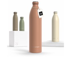 LARS NYSØM Ren Roestvrijstalen drinkfles 1500ml - BPA-vrij geïsoleerde waterfles 1,50 Liter (Blush Rose)