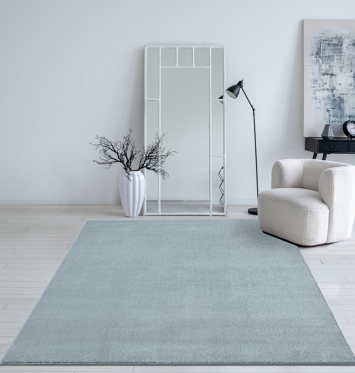 Mia’s Teppiche Taos – superzacht kortflor vloerkleed met antislip rug, wasbaar, blauw, 60 x 110 cm