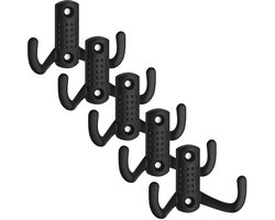 5 x Garderobehaak JASMIN zwart 47,5 x 70 x 25 mm BA 32 mm met 2 haken Kledinghaak Garderobe Jashaak van SO-TECH