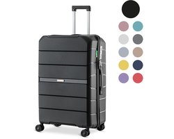 SKYCASES Urban Adventurer - Medium Reiskoffer - Cijferslot - 44 × 27 × 66cm - 78L - Trolley met Kofferslot - Spinner wielen - Zwart V2