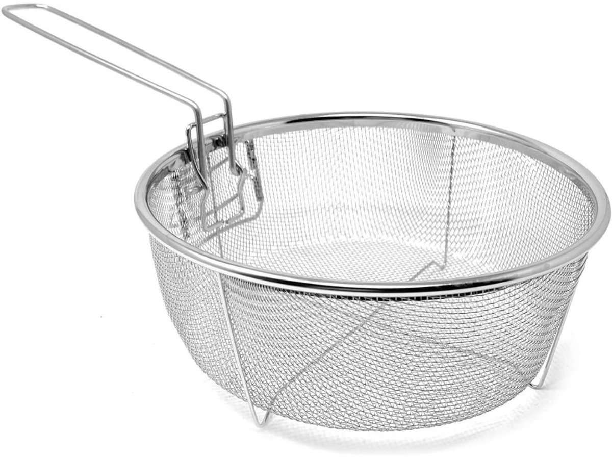 Zylo® Frituurmandje - Opvouwbare frituurmand - Ronde Frituurmand - Zilver - 23cm