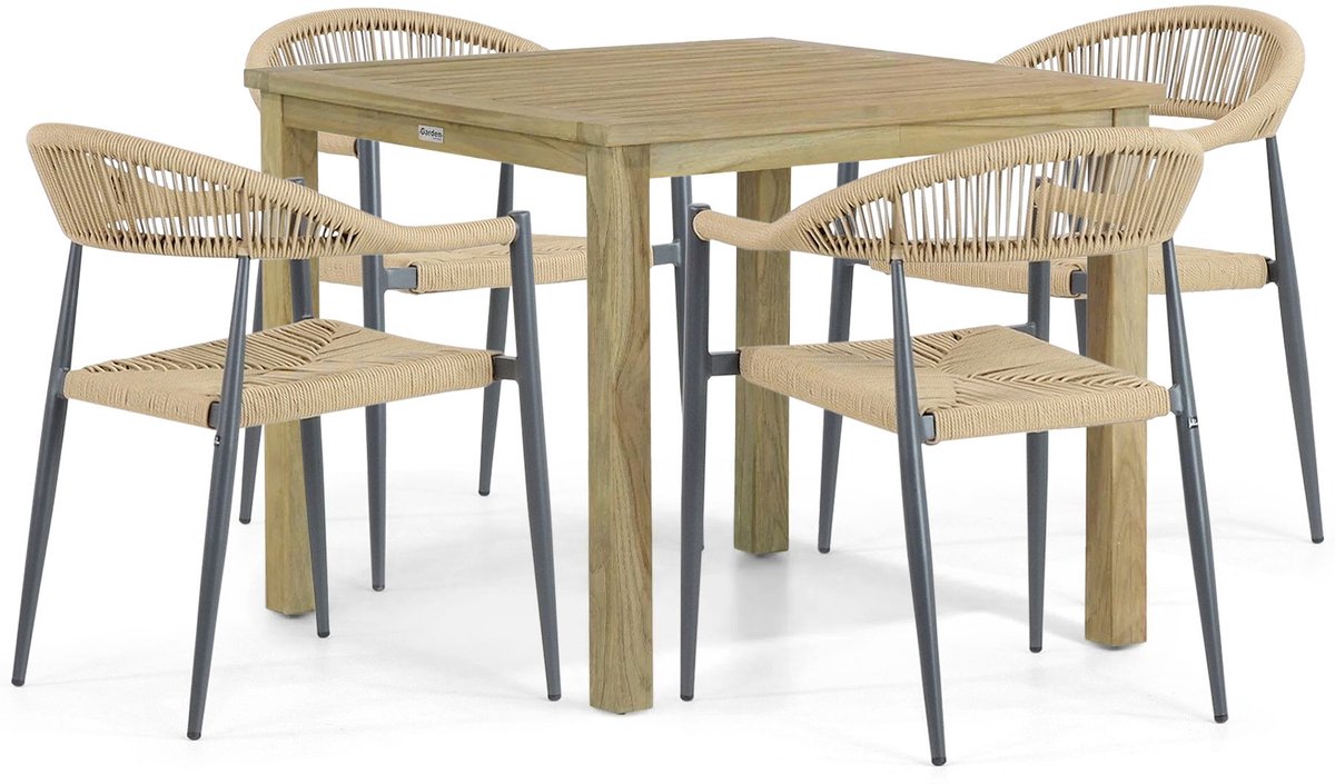 Tuinset 4 personen 90 cm Aluminium/Rope Taupe De Laan Projects