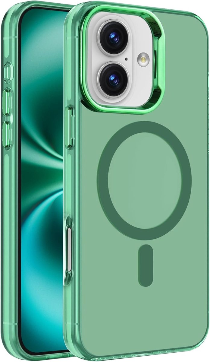Magnetische hoes Geschikt voor: iPhone 16 - Compatibel met Magsafe - Slank, dun, schokbestendig hoesje - Groen