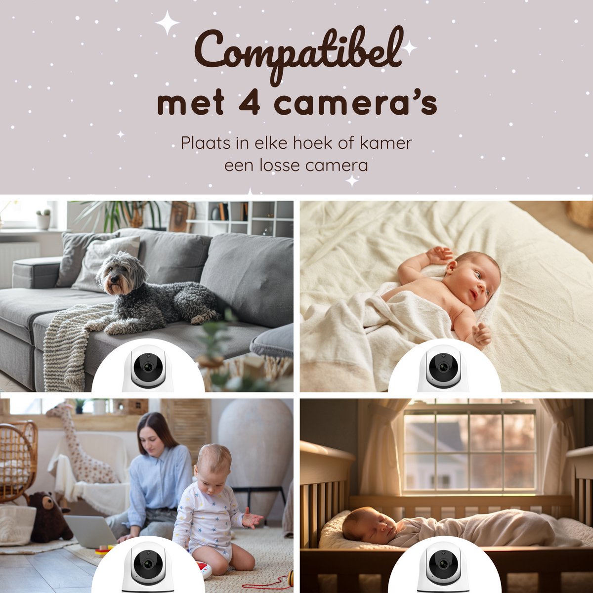 Afbeelding 3 van Lovinoo Babyfoon - Babyfoon met Camera – Baby Monitor - Hondencamera - Huisdiercamera - Op Afstand Bestuurbaar - Uitbreidbaar Tot 4 Camera's - Temperatuursensor - Terugspreekfunctie - Video & Audio – Baby Camera - 5.0 Inch Scherm