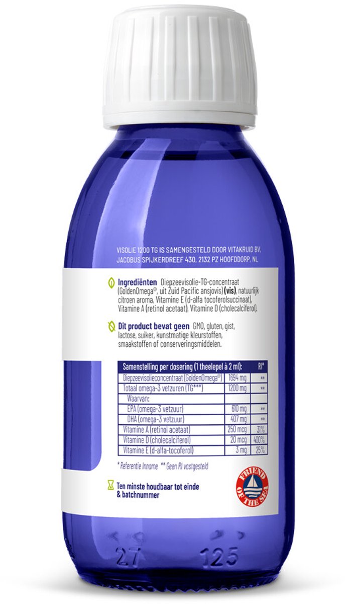 Vitakruid Visolie 1200 TG Vloeibaar - 2 x 125 ml - Voordeelverpakking
