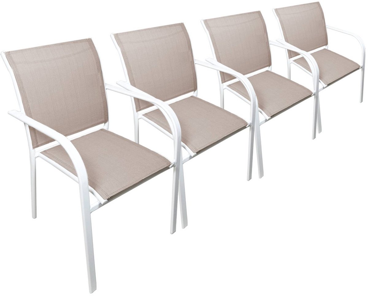 sweeek - Set van 4 tuinstoelen van aluminium en textileen 62 x 55 x 84 cm - amara