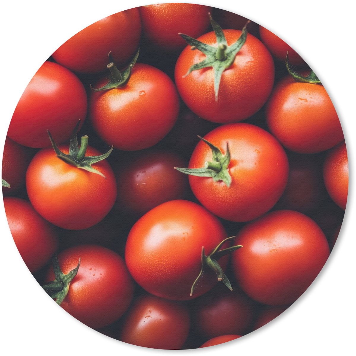 Muismat rond 50x50 cm - Mousepad Groente - Rood - Tomaten - Ronde muismatten