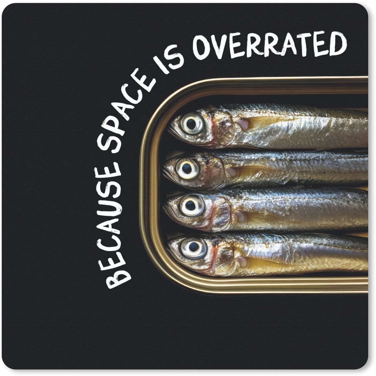 Muismat 30x30 cm - Mousepad Sardines - Tekst - Vis - Blik - Muismatten