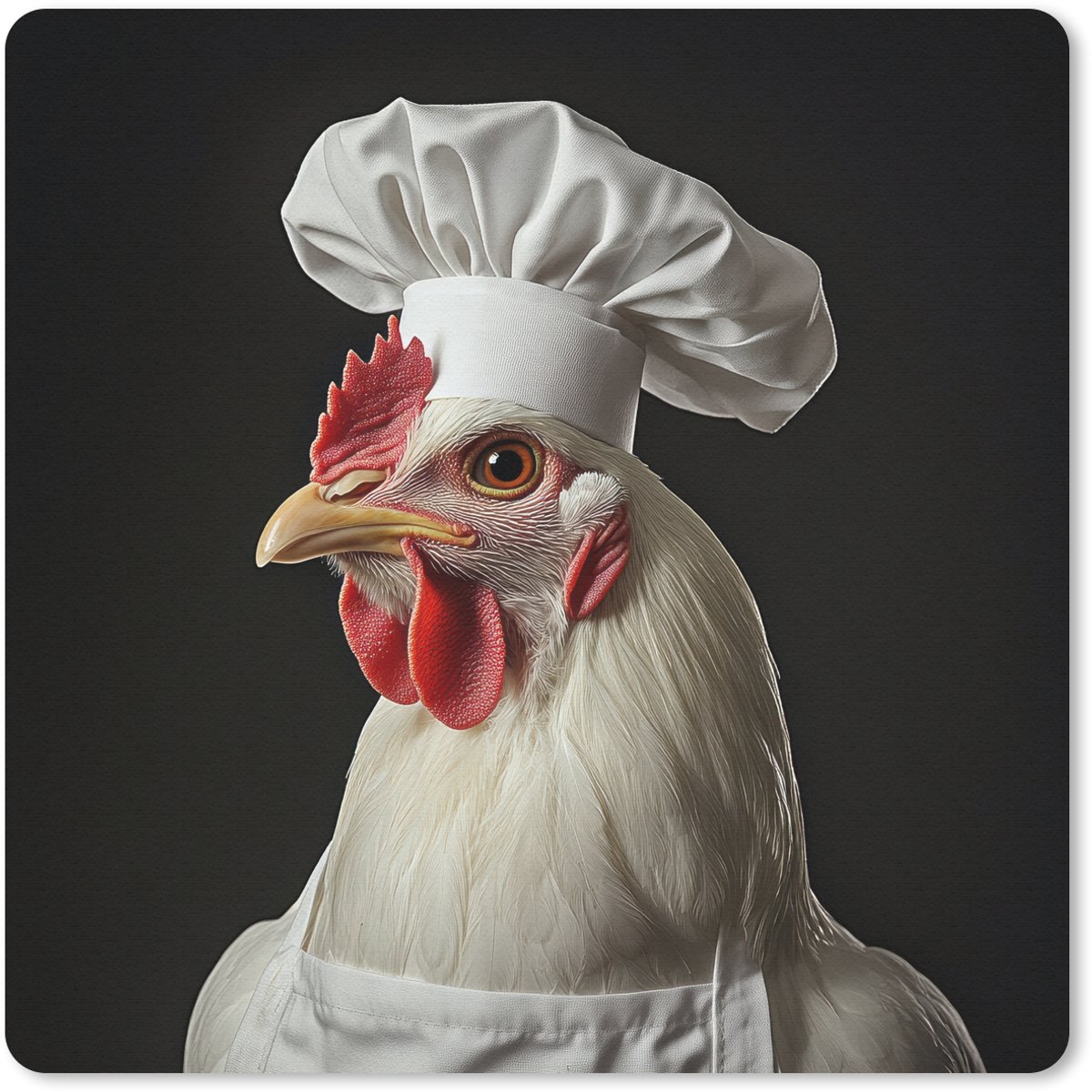 Muismat 30x30 cm - Mousepad Kok - Rood - Kip - Muismatten