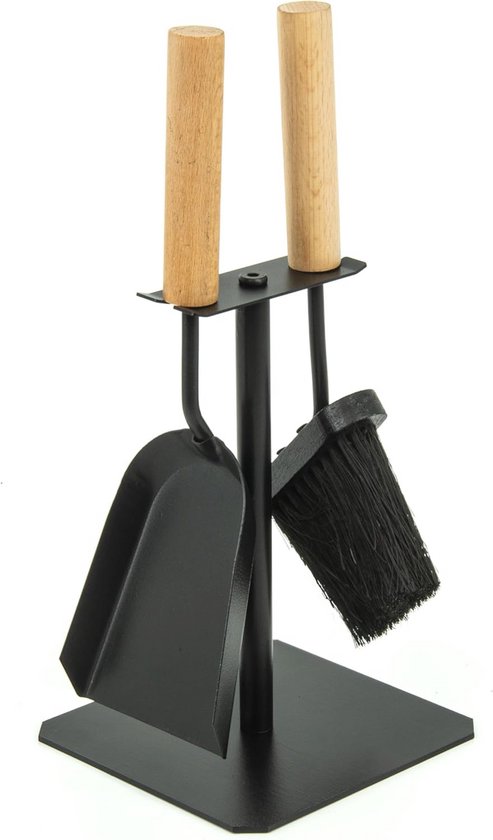 BLACK OAK ASPEN 4-delig haardbestek - praktisch & representatief haardbestek set zwart met houten handvat 4-delig standaard pookhaak asschep haardborstel staal haardaccessoires bestek voor haard BLACK OAK ASPEN 4-delig haardbestek - praktisch & representatief haardbestek set zwart met houten handvat 4-delig standaard pookhaak asschep haardborstel staal haardaccessoires bestek voor haard