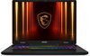 Zwarte MSI gaming laptop met verlicht toetsenbord en MSI-logo op scherm.