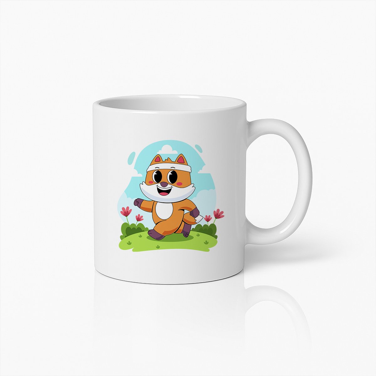Schattige Vos Jogger Cartoon Mok – Leuke Dierenliefhebber Koffiebeker