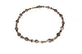 Verlinden Juwelier - Parel steen collier  met tahitie parels - Gouden bollen - 14 karaat - 46 cm