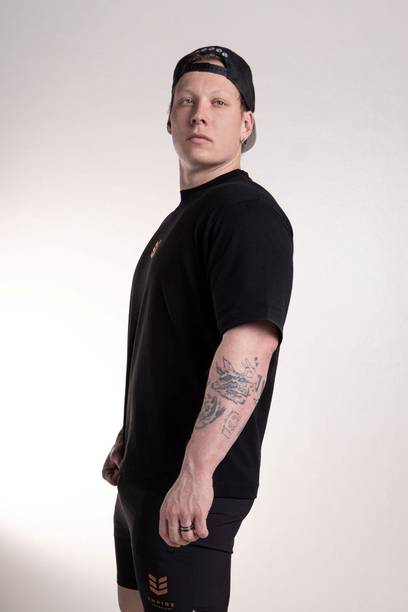 Empire Embodied Oversized T-shirt Unisex Lightweight - 250 g/m2 Biologisch Katoen - Ronde Hals met Verlaagde Schouders - Heren en Dames - Zwart - Maat XXL