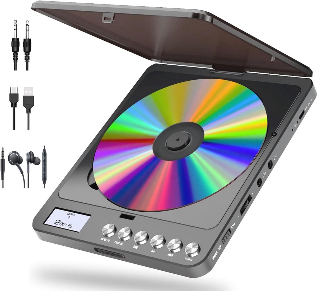 Draagbare Bluetooth CD-speler met ingebouwde luidsprekers en FM-zender - Oplaadbare CD-speler voor volwassenen en kinderen