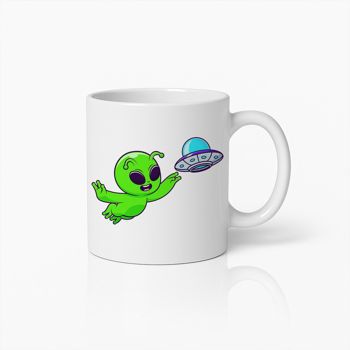 Vliegende Alien Mok – Grappige Cartoon UFO & Alien Beker voor Sci-Fi en Ruimtefans